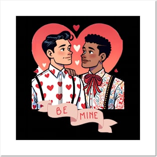 Gay Valentines Be Mine queer couple Posters and Art